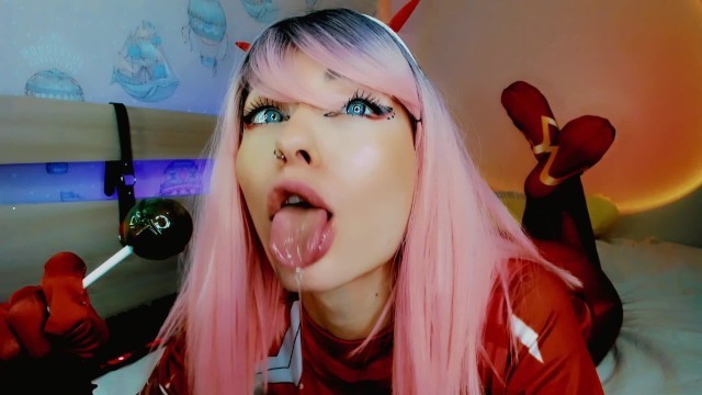 SLOBBERY AHEGAO WITH LOLLIPOP FROM WHORE ZERO TWO